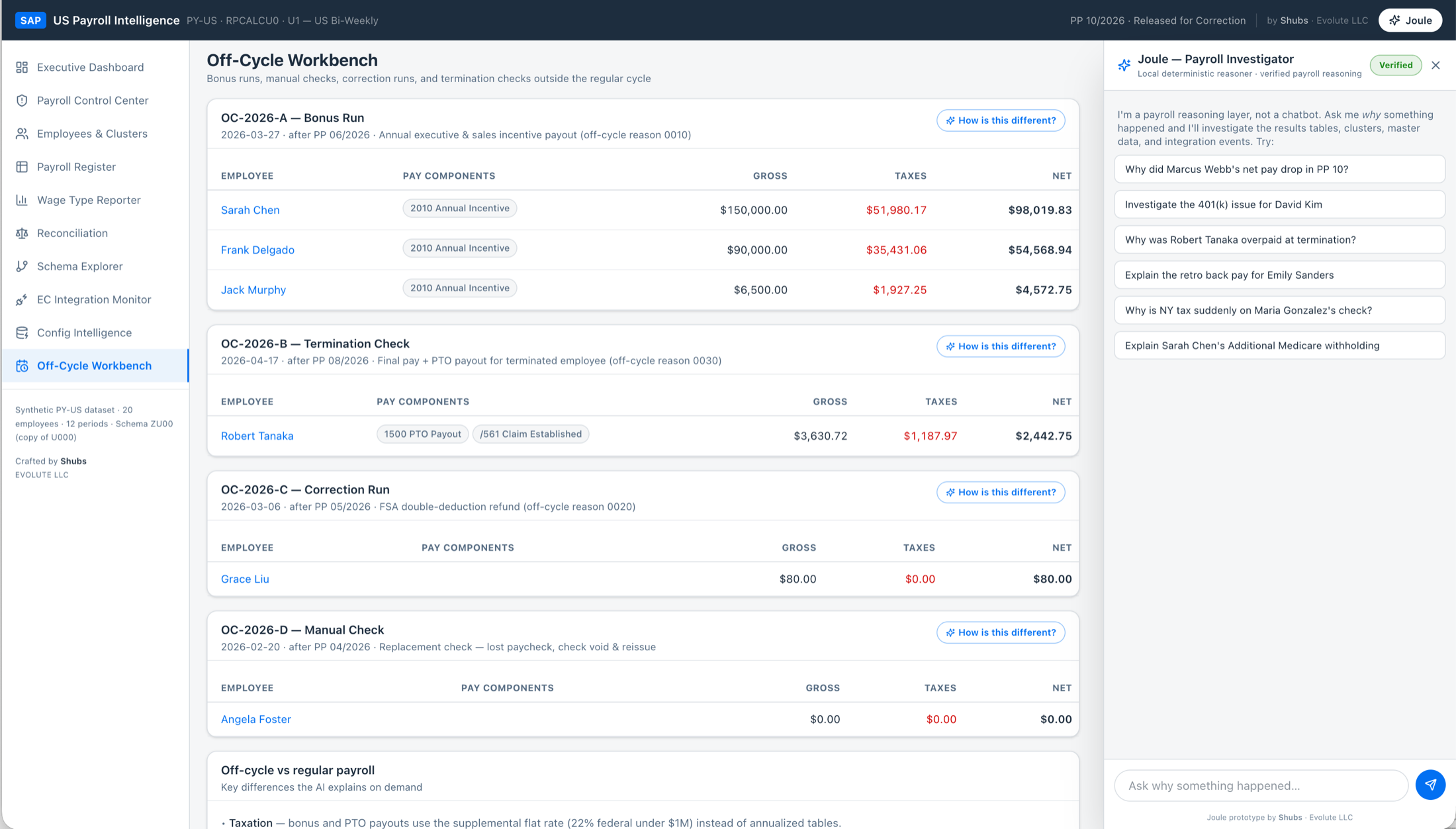 Payroll AI analysis interface